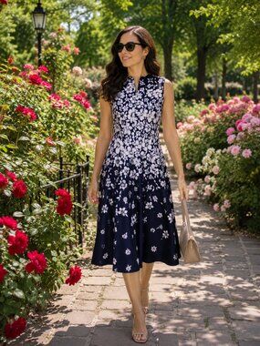 Sleeveless Blue & white floral - Small/Medium